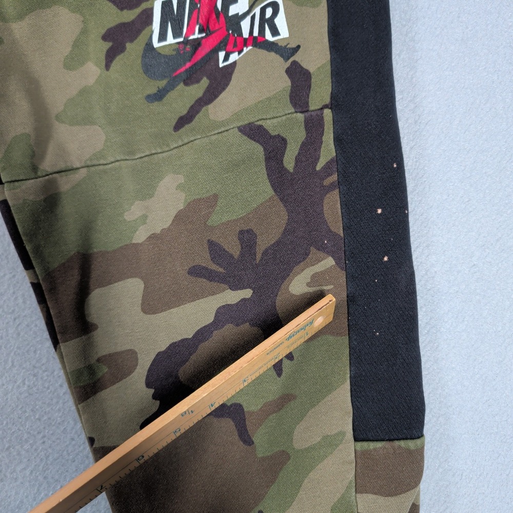 Jordan Sweatpants Mens L Green Camo Nike Air Jumpman Fleece Joggers Activewear - Picture 10 of 15